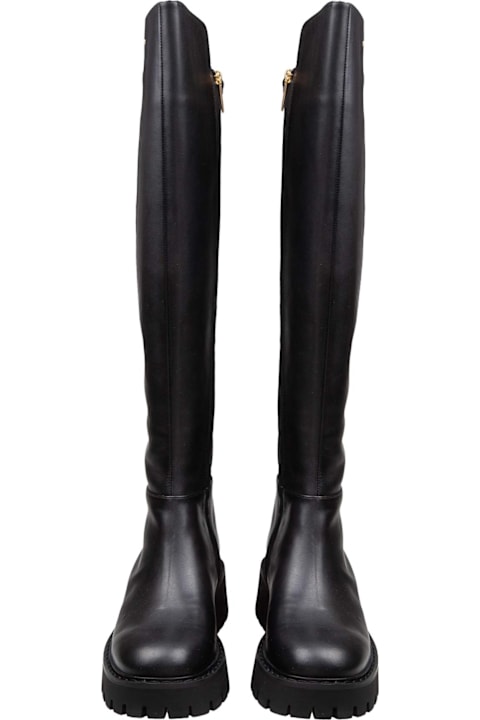 Michael Kors Asher Leather Boot Black Color