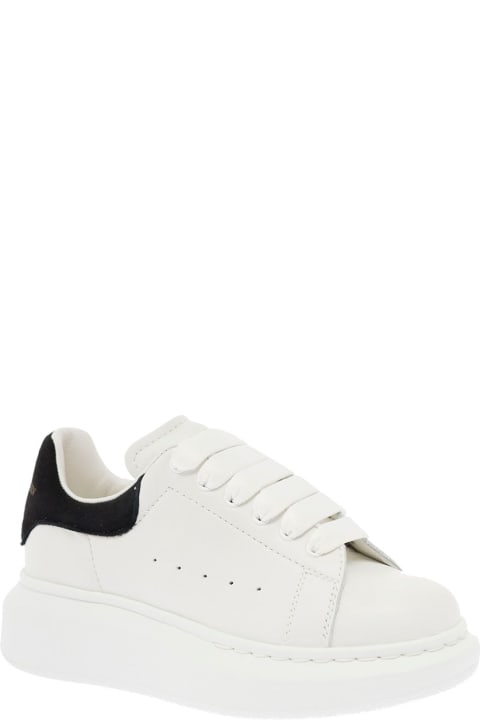Alexander Mcqueen Kids Boy's Oversize White And Black Leather Sneakers With  Logo
