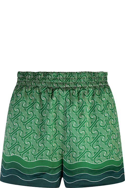 Casablanca سراويل طويلة وقصيرة لـ السيدات Casablanca Column Monogram Silk Shorts