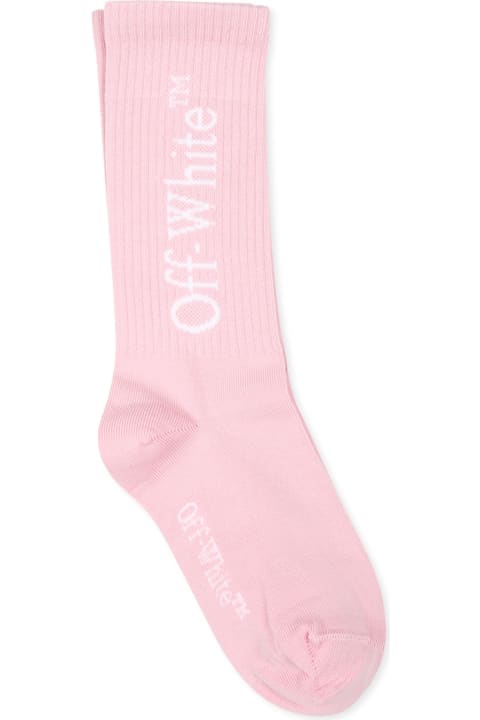 ガールズ アンダーウェア Off-White Pink Socks For Girl With Logo