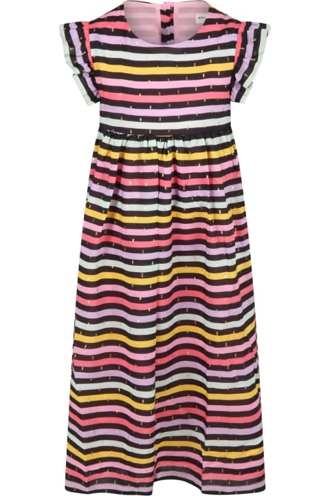 Multicolor Dress For Girl With Stripes