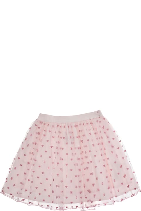 Homeware Moschino Pink Skirt With All-over Jacquard Motif In Cotton Girl
