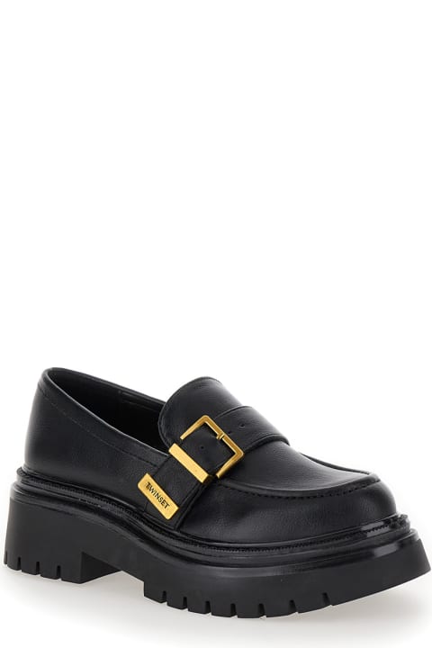 Homeware TwinSet Black Loafers With Platform And Logo In Leather Woman