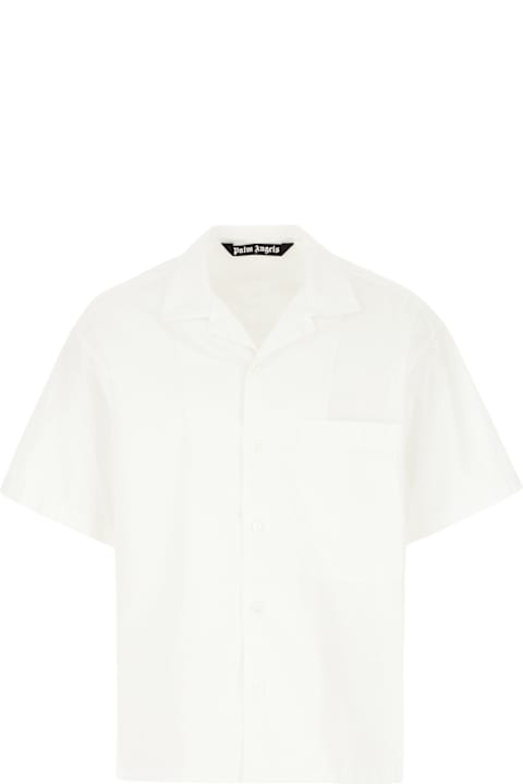 Palm Angels قمصان لـ القسم الرجالي Palm Angels White Poplin Shirt