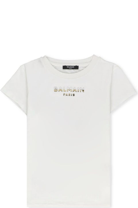 Topwear for Girls Balmain Logo Lettering Crewneck T-shirt