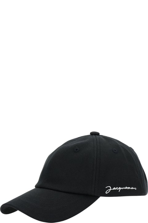 Jacquemus Hats for Men Jacquemus 'la Casquette' Black Baseball Cap With Embroidered Logo In Cotton Man