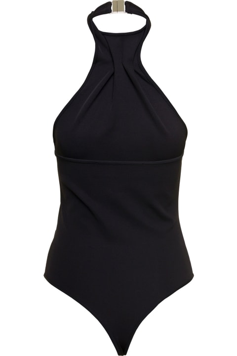 ウィメンズ GAUGE81のウェア GAUGE81 'nashvi' Black Halterneck Bodysuit In Viscose Blend Woman Gauge81