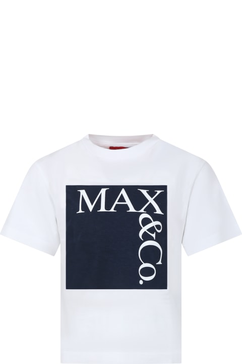 ガールズ Max&Co.のTシャツ＆ポロシャツ Max&Co. White T-shirt For Girls With Logo