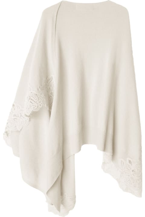 Scarves & Wraps for Women Ermanno Scervino White 100% Cashmere Knitted Mantella