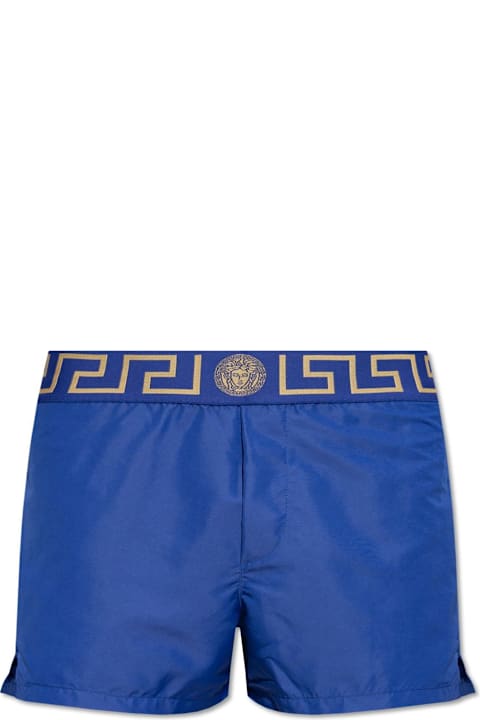 Versace Clothing for Men Versace Greca Border Elasticated Waistband Swim Shorts