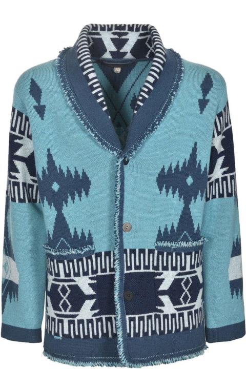 Alanui Sweaters for Women Alanui Icon Pattern Jacquard Fringed Detailed Cardigan