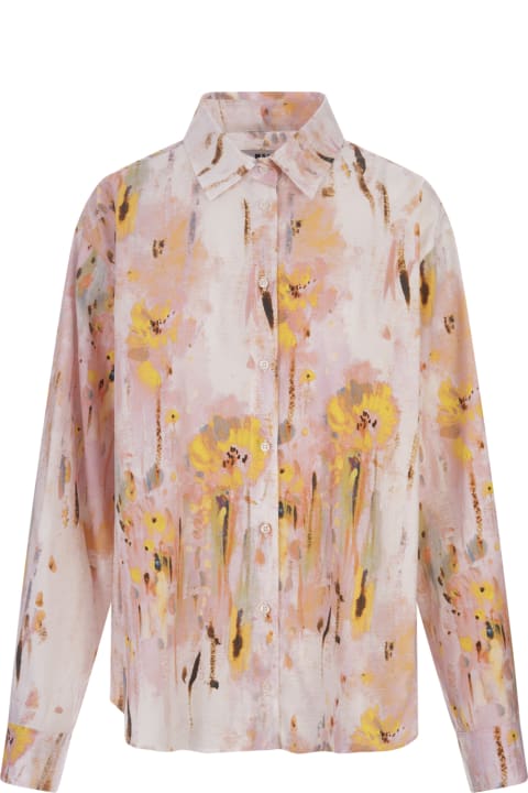 Fashion for Women MSGM "artsy Flower" Print Poplin Shirt