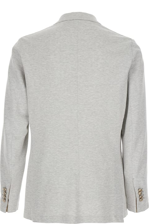 Eleventy for Men Eleventy Grey Double-breasted Jacket With Peak Revers And Rear English Vent In Viscose Blend Stretch Man