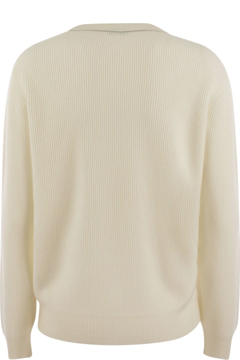 Brunello Cucinelli Sweaters for Women Brunello Cucinelli English Rib Cashmere Sweater With Monile