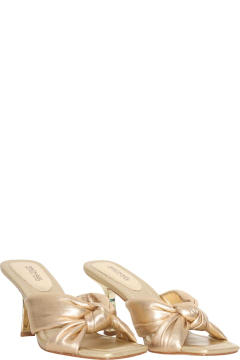ウィメンズ新着アイテム Michael Kors Elena Gold Leather Sandals