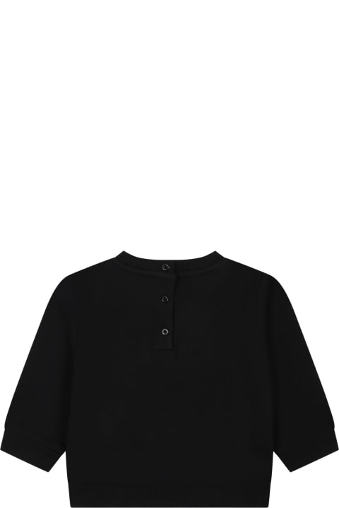 Fashion for Baby Girls Balmain Black Sweatshirt For Babies With Gold Logo