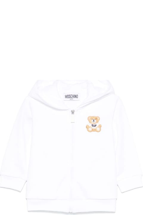 Moschino Sweaters & Sweatshirts for Women Moschino White Sweatshirt With Fixed Hood And Logo Detail On The Front In Cotton Baby