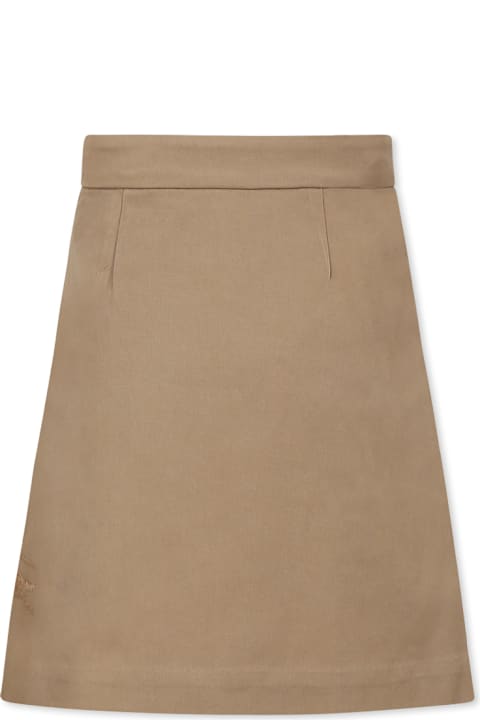 Bottoms for Girls Burberry Beige Skirt For Girl With Equestrian Knight Logo