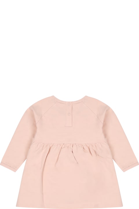 Pink Dress For Baby Girl With Logo