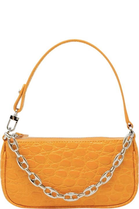 BY FAR Totes for Women BY FAR By Far Mini Rachel Orange Croco Leather Handbag