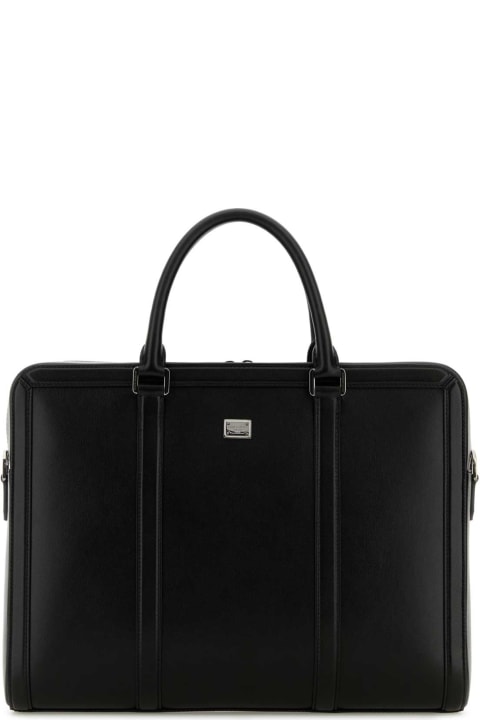 Dolce & Gabbana Luggage for Men Dolce & Gabbana Black Leather Briefcase