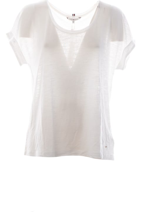 T-shirt With Oval Neckline And Turn-ups