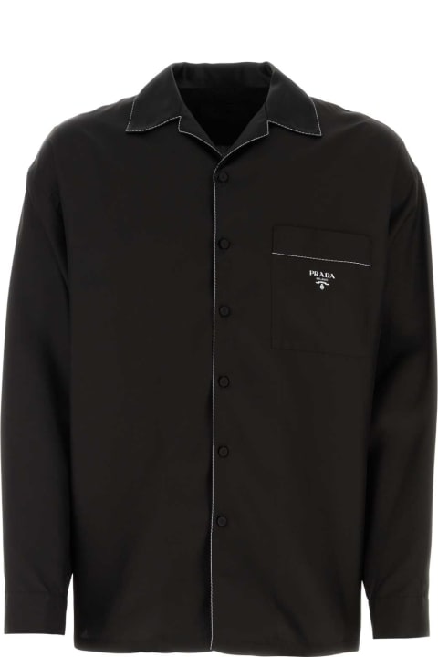 Clothing Sale for Men Prada Black Silk Shirt