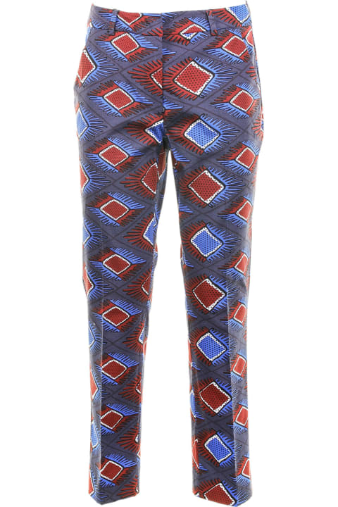 High-waisted Trousers With Multicolor Print