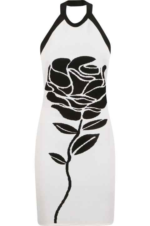 Fashion for Women Balmain Rose Embroidered Halterneck Slim Dress