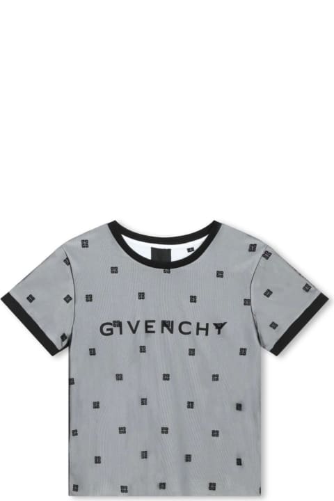 Givenchy for Kids Givenchy Black T-shirt With Logo And All-over 4g Motif