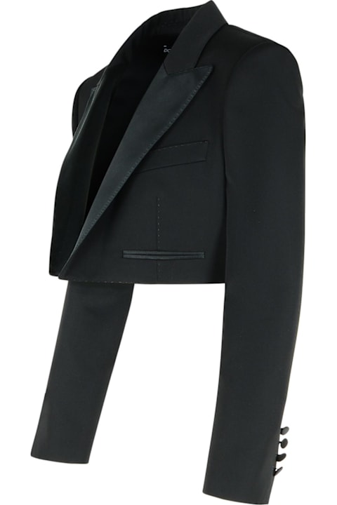 Dolce & Gabbana معاطف وجواكت لـ السيدات Dolce & Gabbana Black Wool Blend Blazer