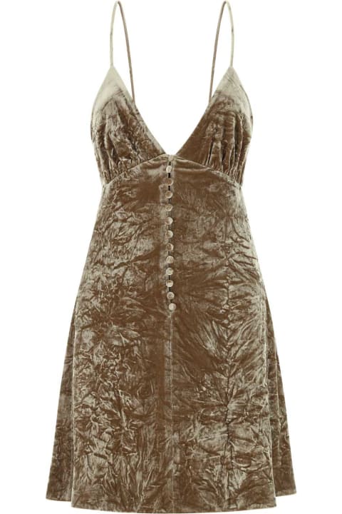 Fashion for Women Saint Laurent Biscuit Velvet Mini Dress