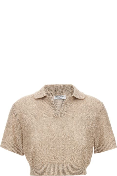 Sweaters Sale for Women Brunello Cucinelli Sequin Polo Shirt