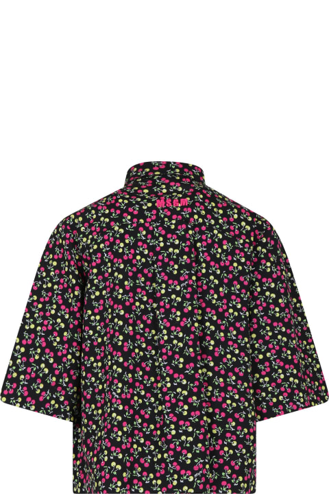 Fashion for Girls MSGM Black Shirt Fro Girl With Cherries Print