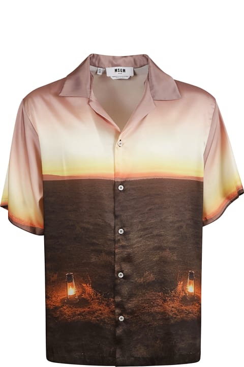 MSGM Shirts for Men MSGM Printed Buttoned Short-sleeved Shirt