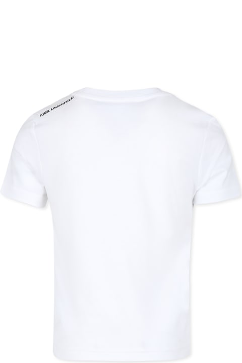 أدوات منزلية Karl Lagerfeld Kids White T-shirt For Boy With Karl
