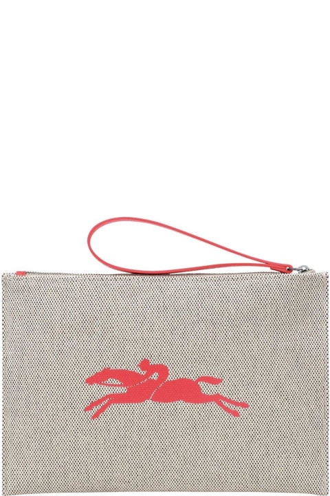 ウィメンズ新着アイテム Longchamp Logo Print Zipped Clutch Bag