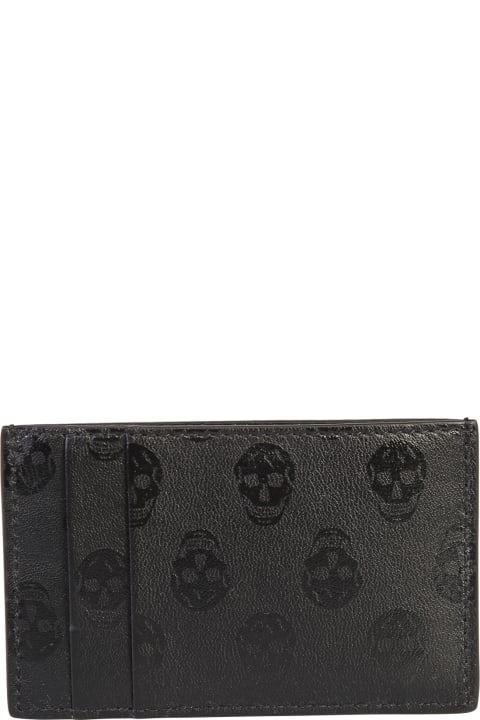 Alexander McQueen Accessories for Men Alexander McQueen Leather Card Holder With Iconic Biker Skull Print