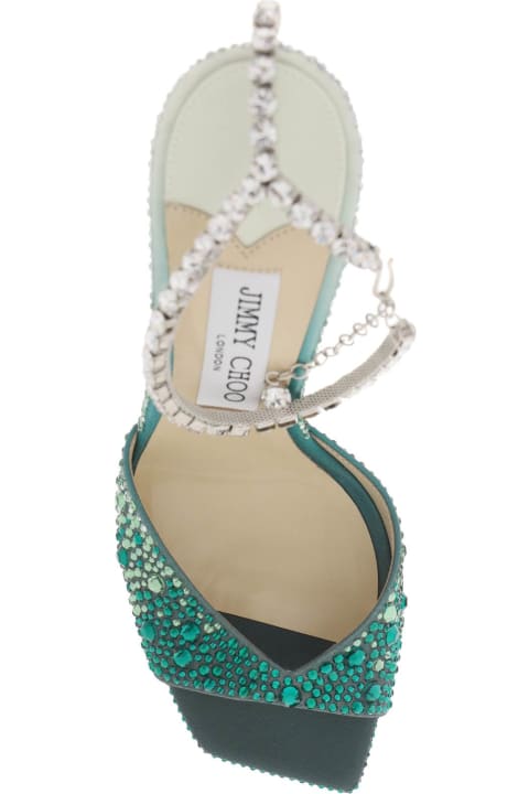 Jimmy Choo Shoes for Women Jimmy Choo Saeda 100 Sandals With Degradé Crystals