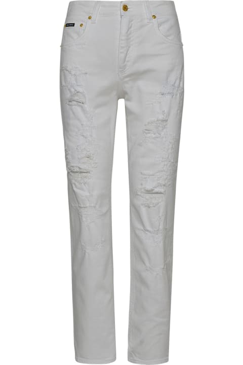 Dolce & Gabbana Pants & Shorts for Women Dolce & Gabbana Logo Patch Distressed Boyfriend Jeans