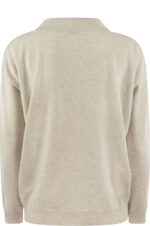 Sweaters for Women Brunello Cucinelli Cashmere Sweater With Shiny Neckline