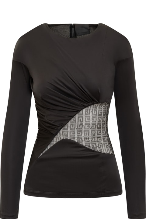 Givenchy Sale for Women Givenchy Draped Jersey And Lace Top