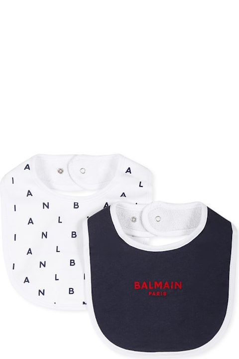 Balmain Accessories & Gifts for Baby Girls Balmain White Bib Set For Baby Kids With Logo