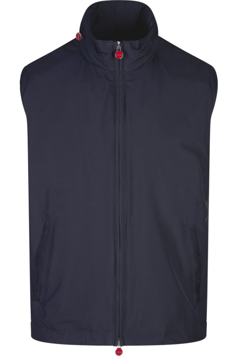 Kiton Coats & Jackets for Men Kiton Blue Vest With Pull-out Hood