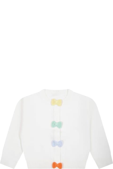Stella McCartney Kids Stella McCartney Kids White Cardigan For Baby Girl With Multicolor Bows