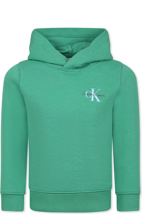 Calvin Klein Topwear for Boys Calvin Klein Green Sweatshirt For Kids With Logo
