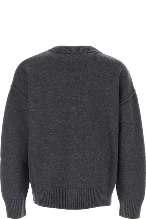 Ami Alexandre Mattiussi for Kids Ami Alexandre Mattiussi Dark Grey Wool Cardigan
