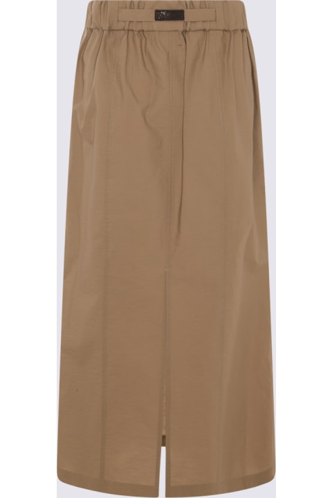 Brunello Cucinelli for Women Brunello Cucinelli Light Brown Cotton Blend Skirt