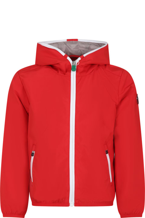 Save the Duck Coats & Jackets for Boys Save the Duck Red Noel Windbreaker For Boy With Logo