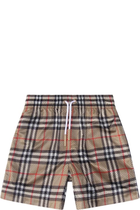 Burberry Bottoms for Boys Burberry Checked Drawstring Perforated Shorts